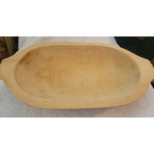 Hand Carved Wooden Dough Bowl Primitive Wood Trencher Unseasoned